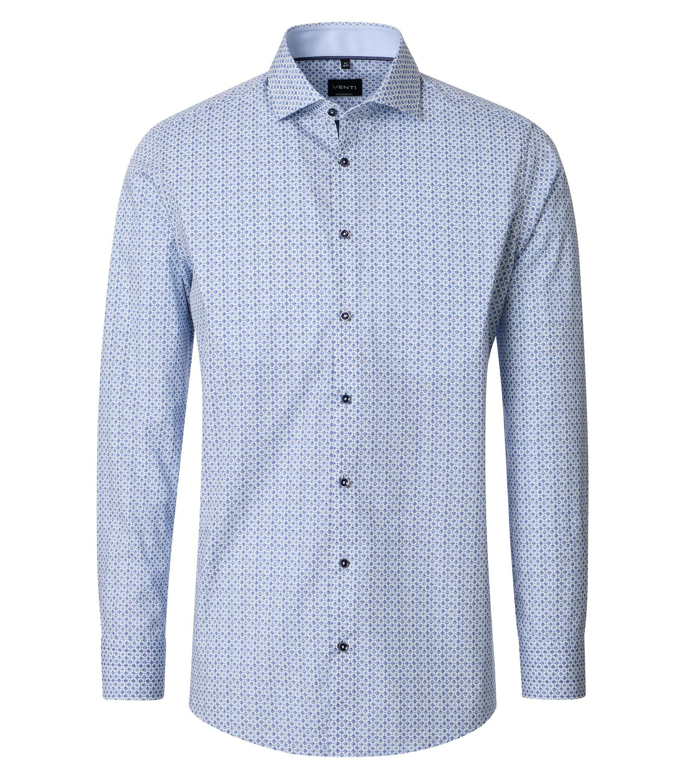 Ein Businesshemd im Print Muster in der Farbe Blau