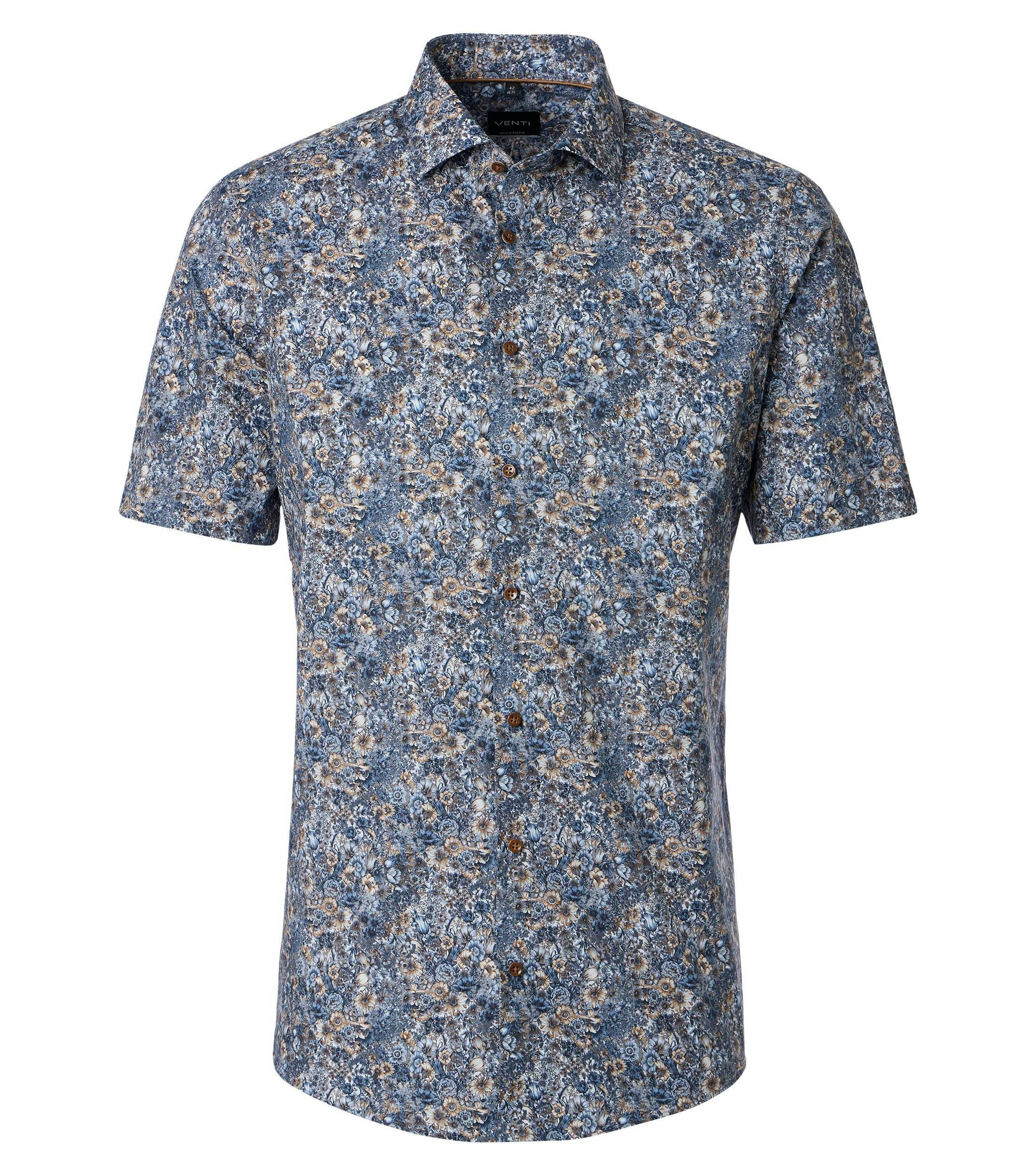 Ein Businesshemd im Print Muster in der Farbe Blau