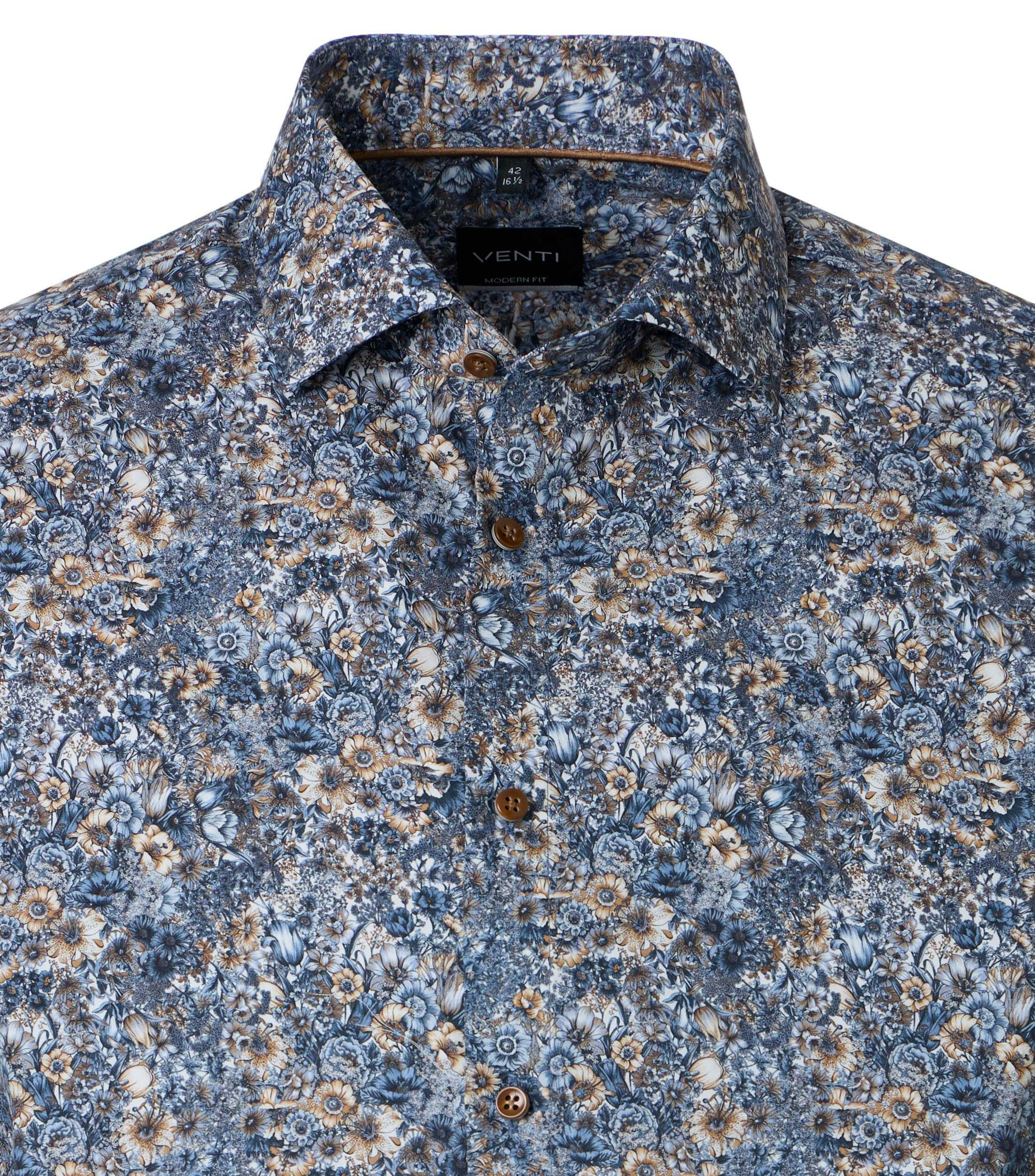 Ein Businesshemd im Print Muster in der Farbe Blau