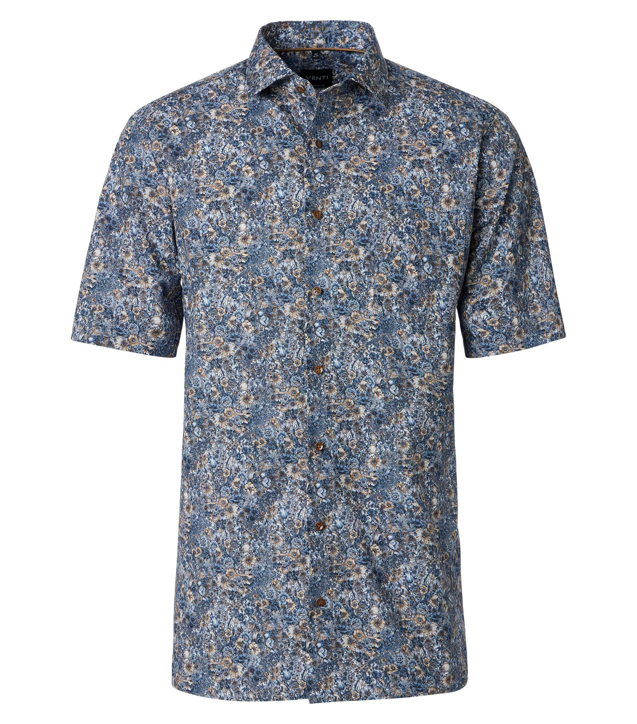 Ein Businesshemd im Print Muster in der Farbe Blau