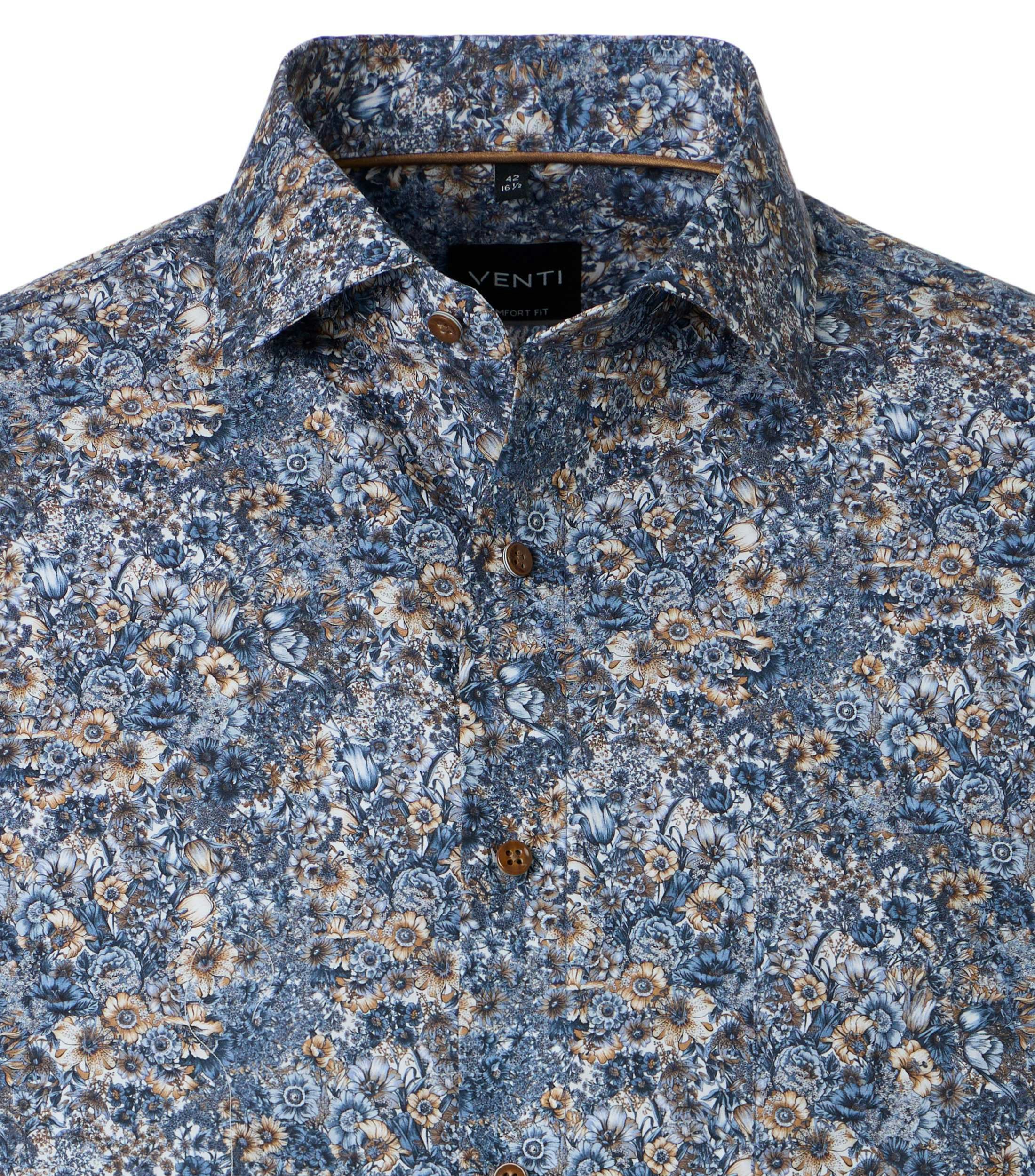 Ein Businesshemd im Print Muster in der Farbe Blau