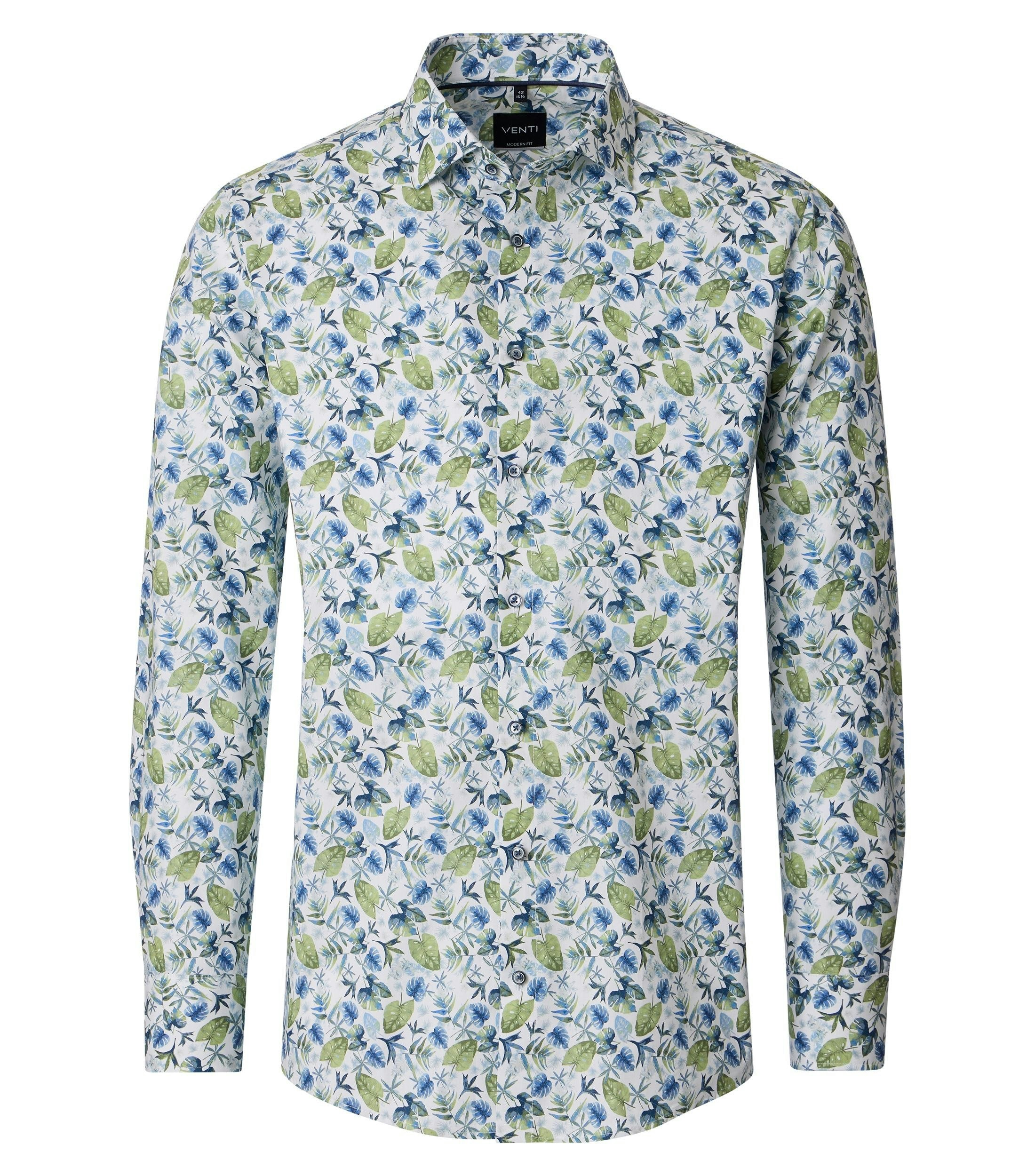 Ein Businesshemd im Print Muster in der Farbe Grün
