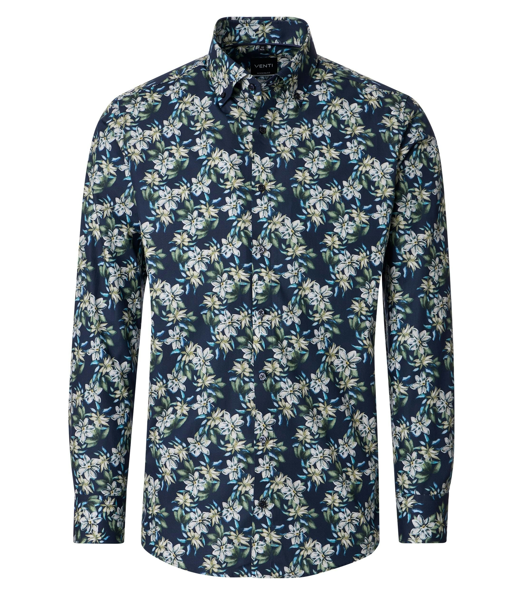 Ein Businesshemd im Print Muster in der Farbe Dunkelblau