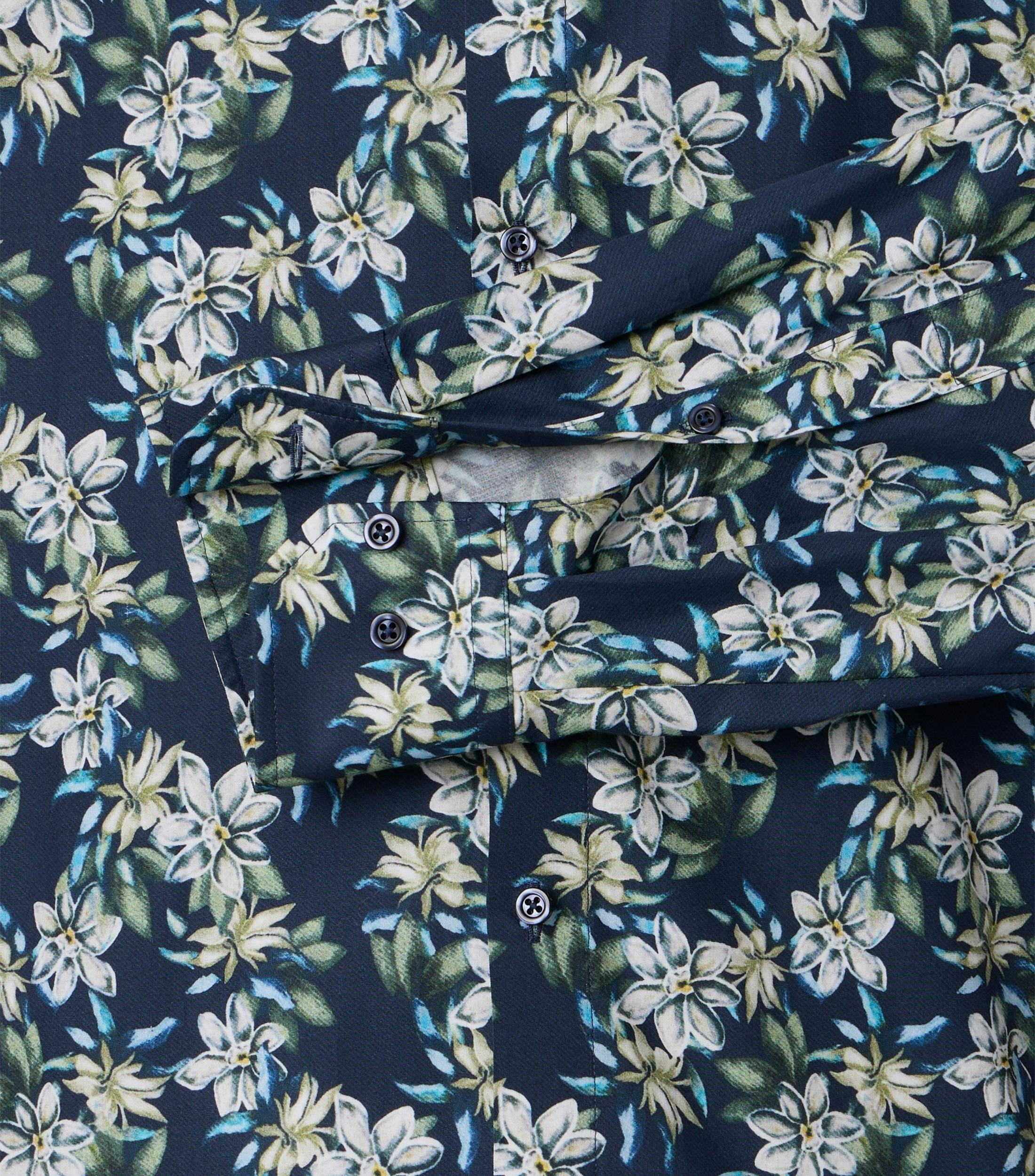 Ein Businesshemd im Print Muster in der Farbe Dunkelblau