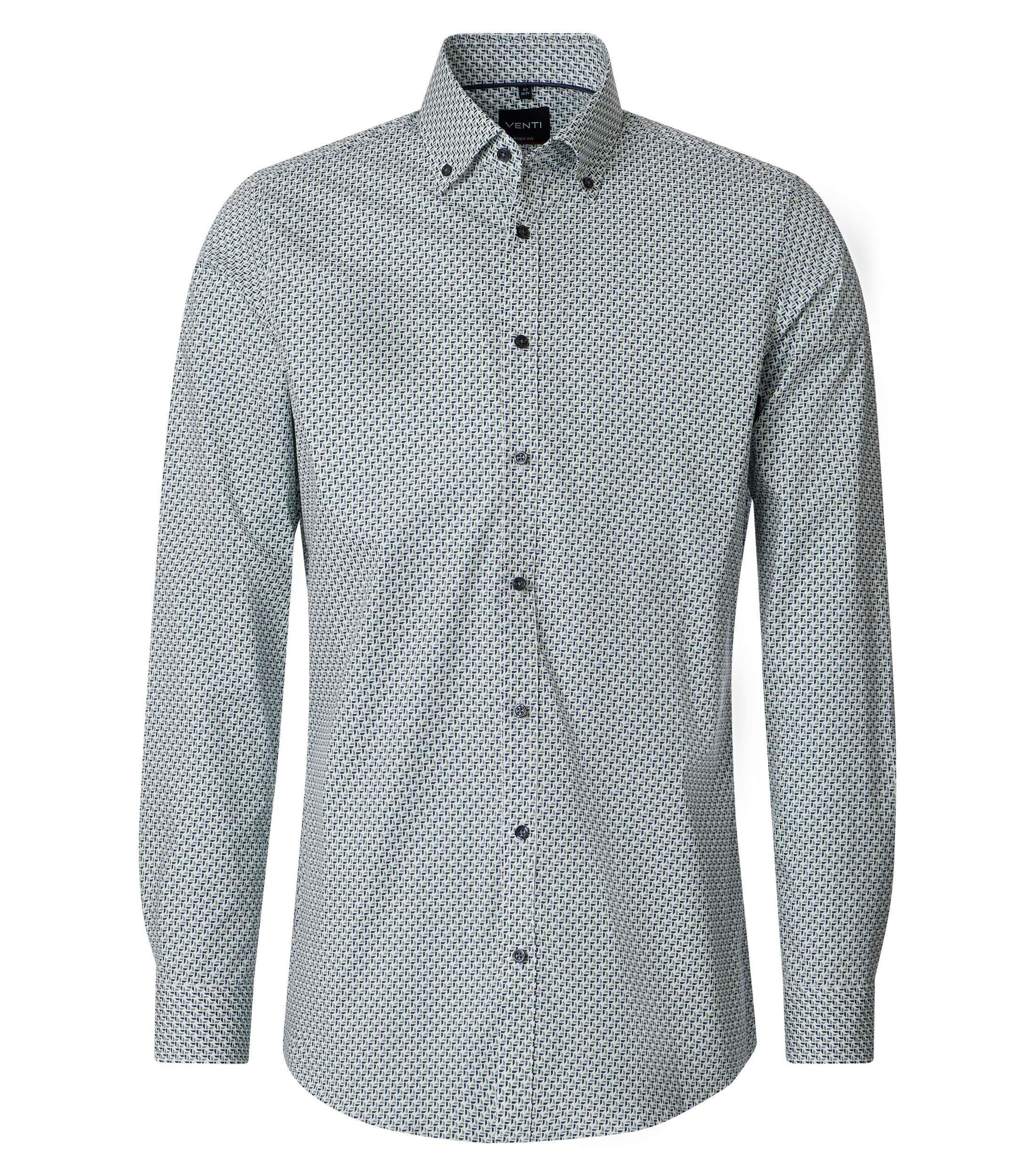 Ein Businesshemd im Print Muster in der Farbe Grün