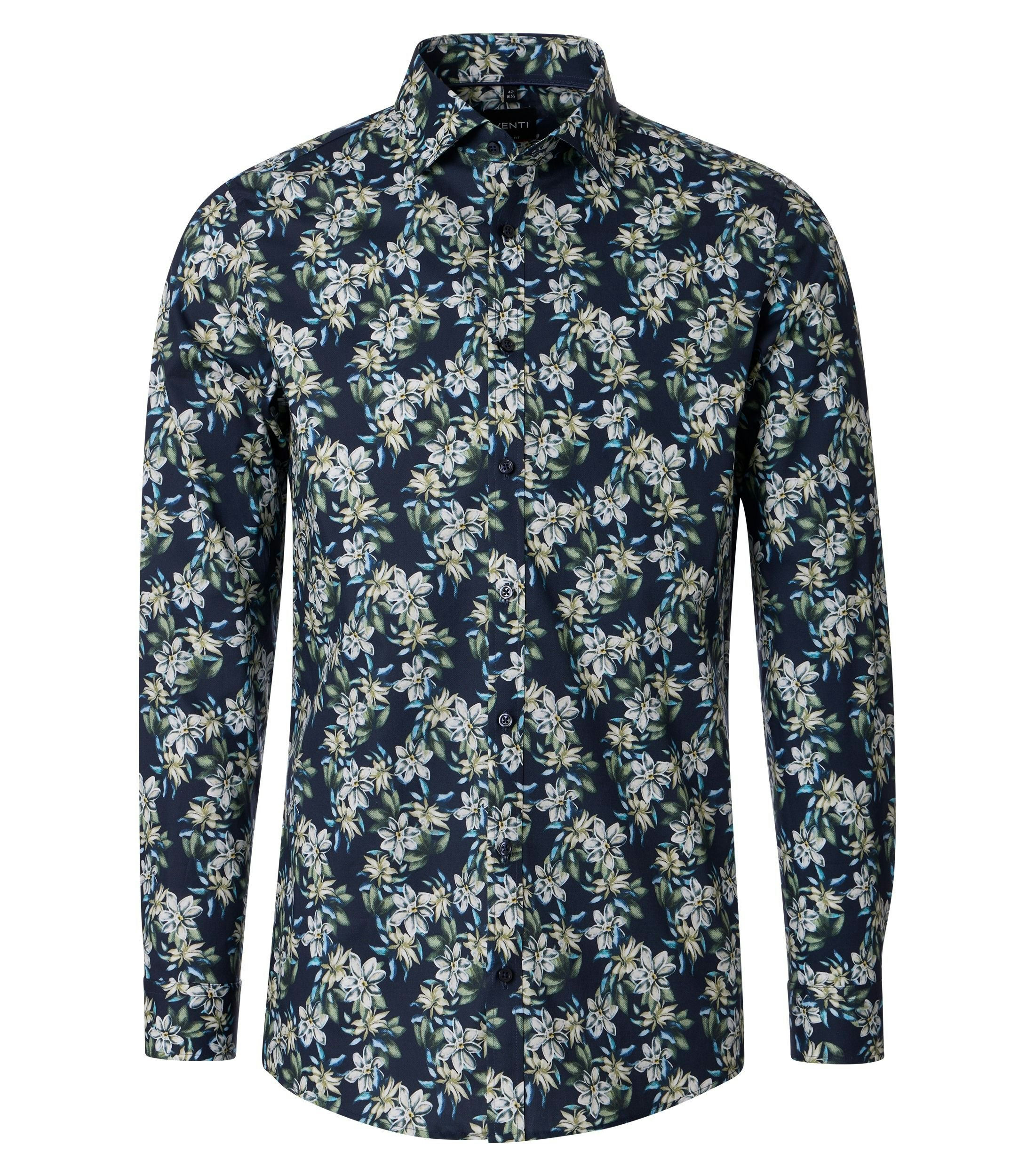 Ein Businesshemd im Print Muster in der Farbe Dunkelblau