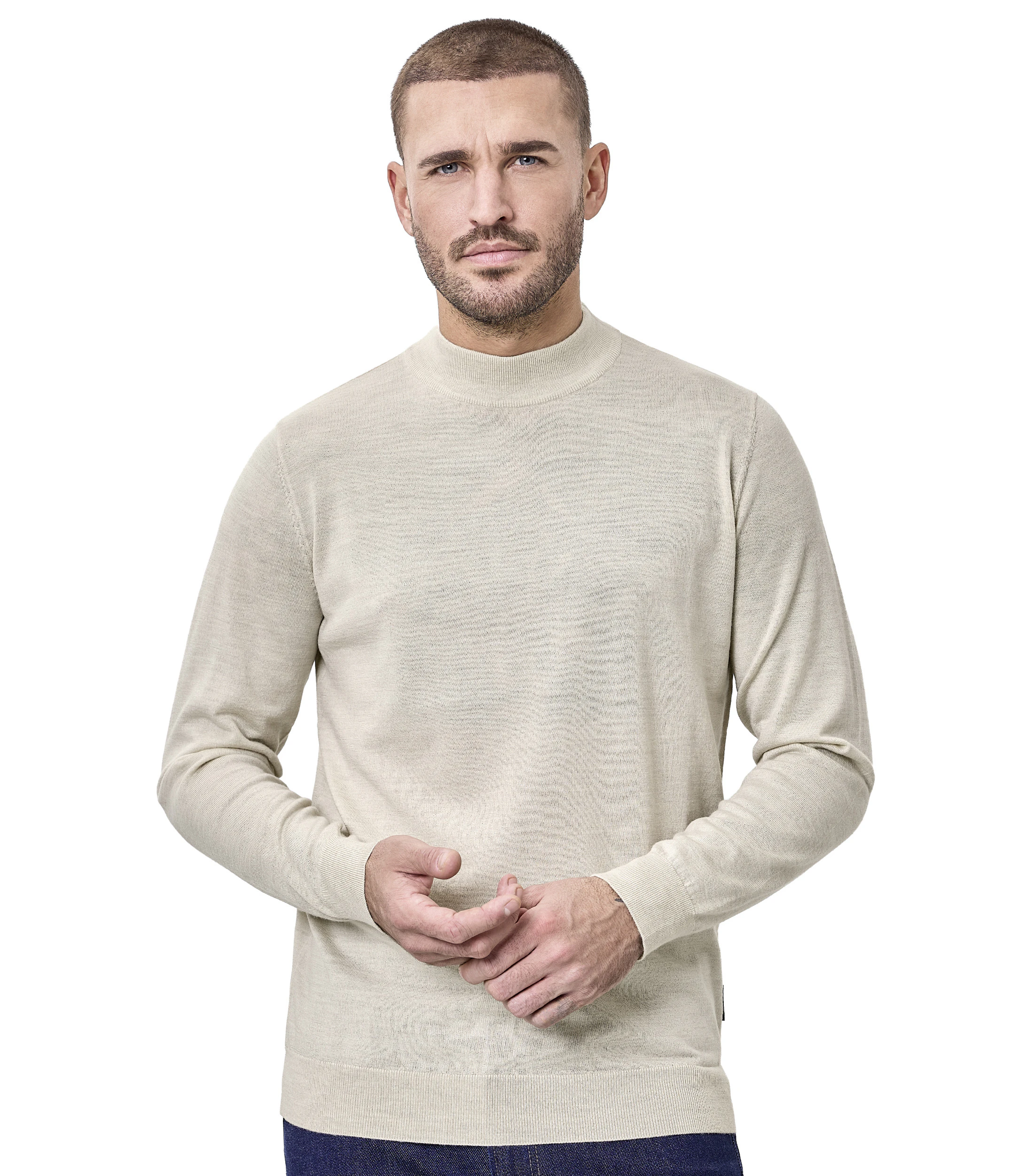 Rollkragenpullover im unifarbenen Design in der Farbe Beige