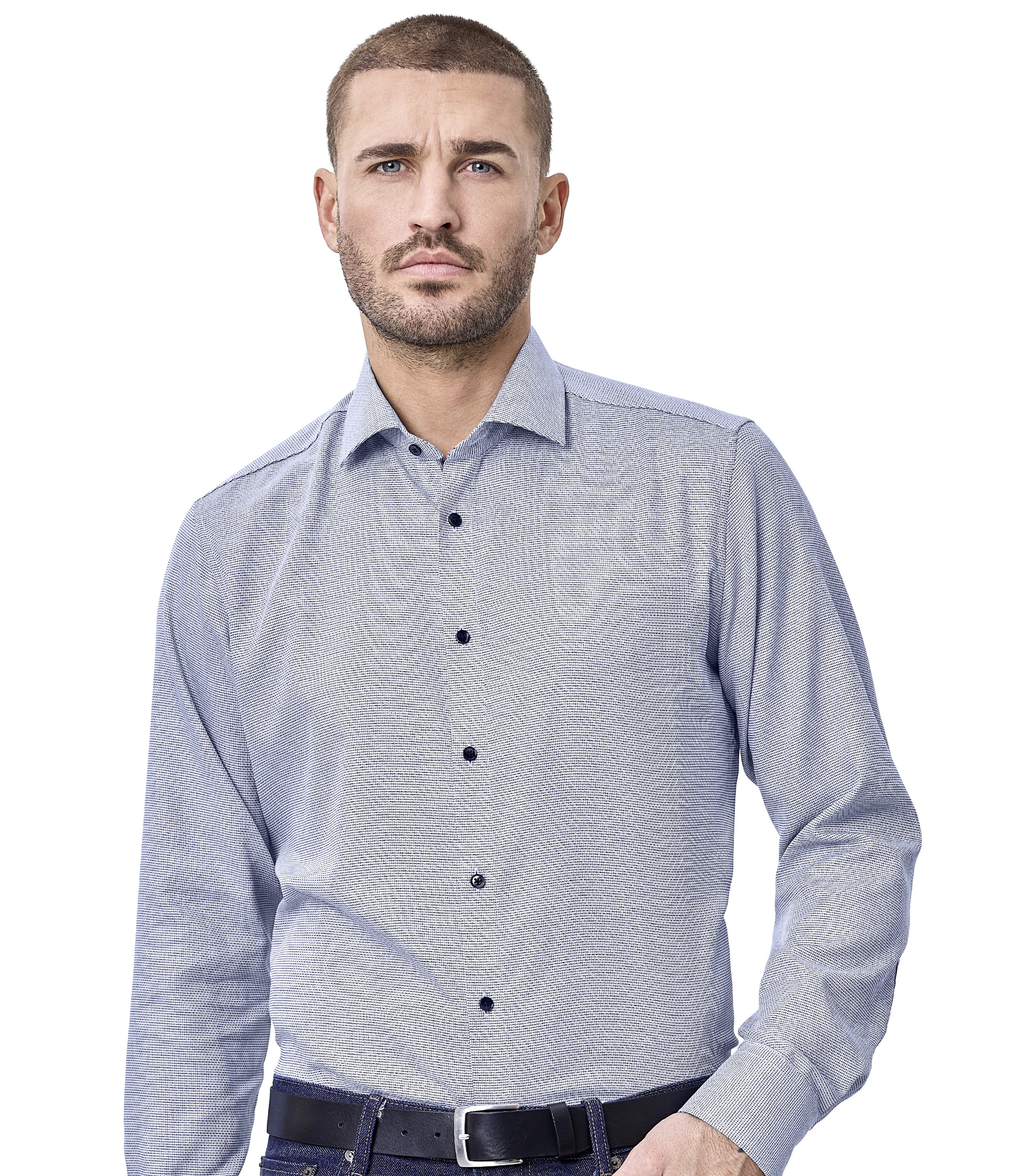 Businesshemd im unifarbenen Design in der Farbe Blau