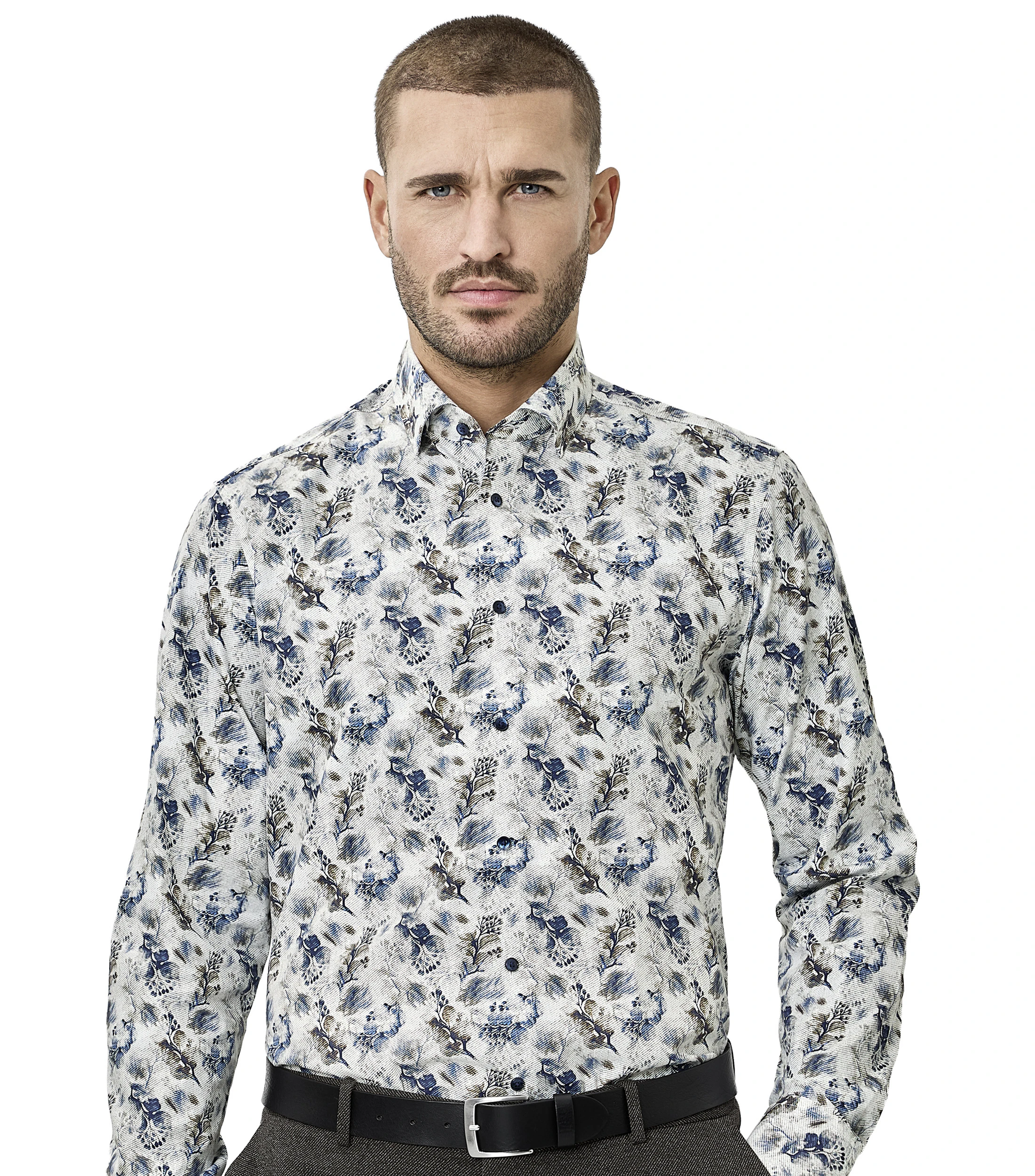 Businesshemd im Print-Muster in der Farbe Beige