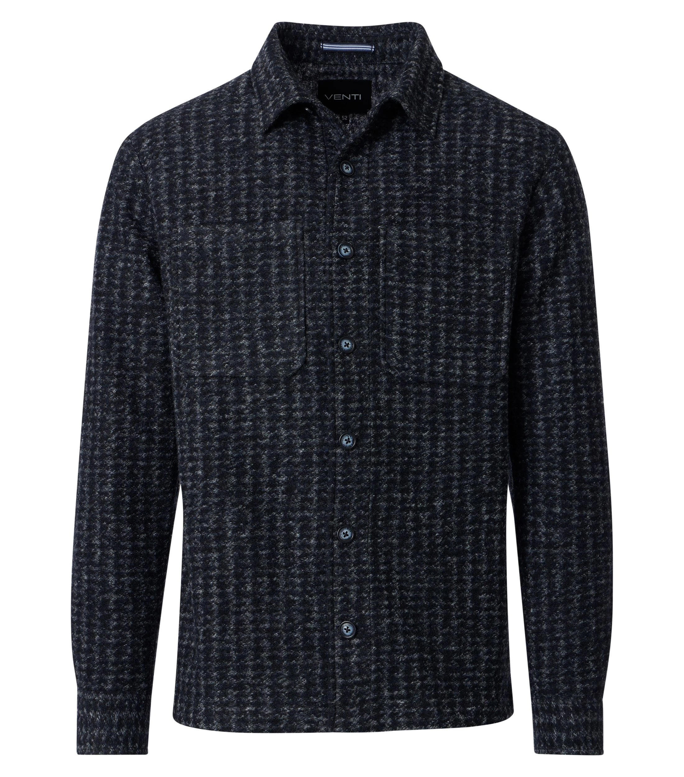 Hemdjacke im unifarbenen Design in der Farbe Dunkelblau